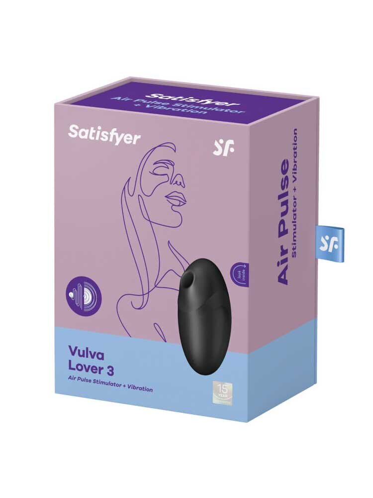 Vulva Lover 3 Air Pulse Stimulators + Vibration Black by Satisfyer