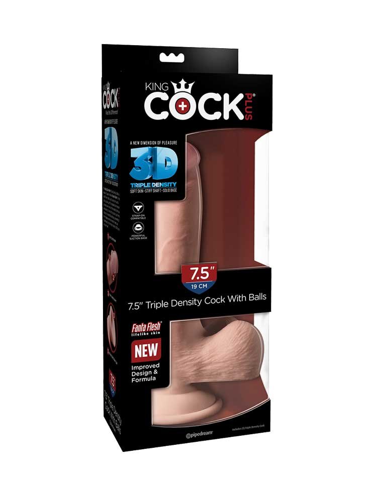 King Cock Plus Triple Density 19cm with Balls Natural by Pipedream