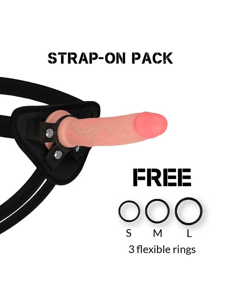 Rock Army 4 Strap Harness with 3 Rings + Rock Army Avenger Dildo 19cm DreamLove