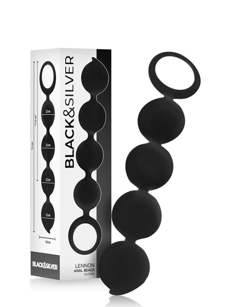 Lenon Anal Silicone Beads Black & Silver DreamLove