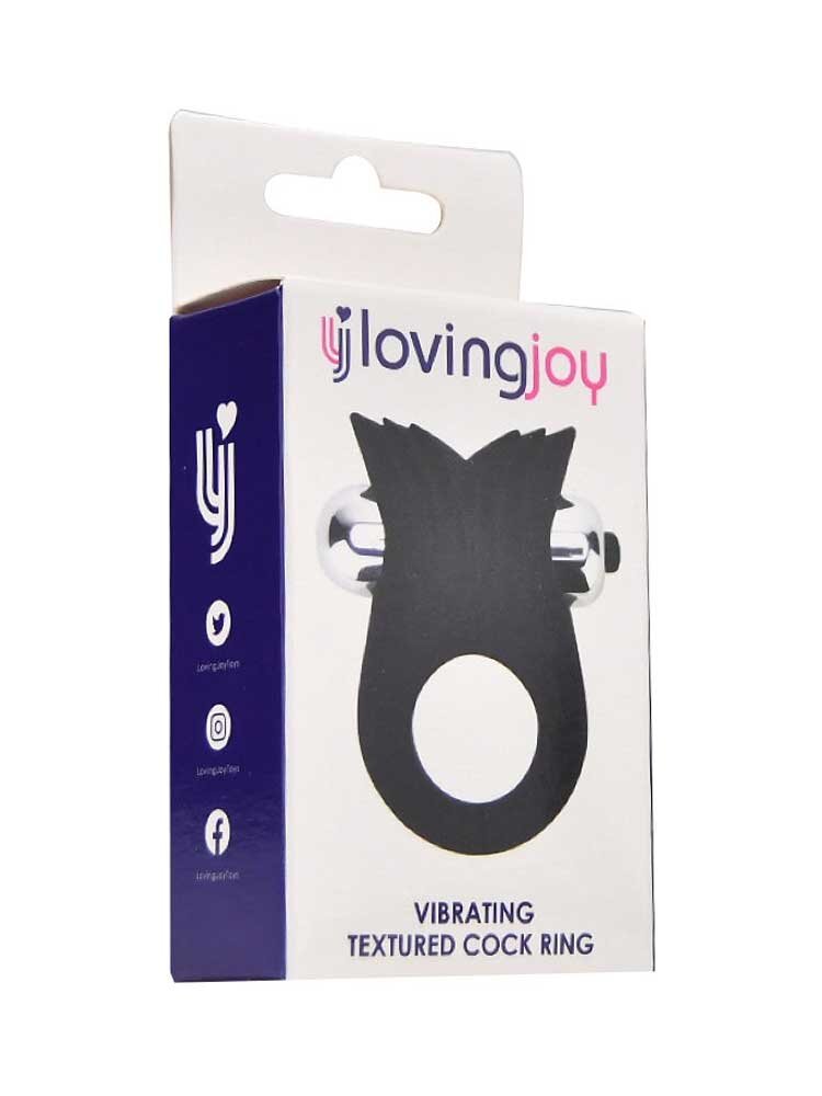 Silicone Vibrating Textured Cock Ring Black Loving Joy