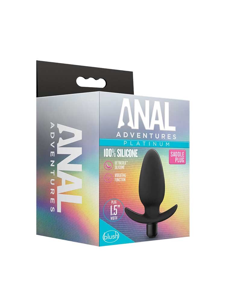 3.8cm Ø Saddle Vibrating Plug Platinum Anal Adventures Black 10.2cm Blush Novelties