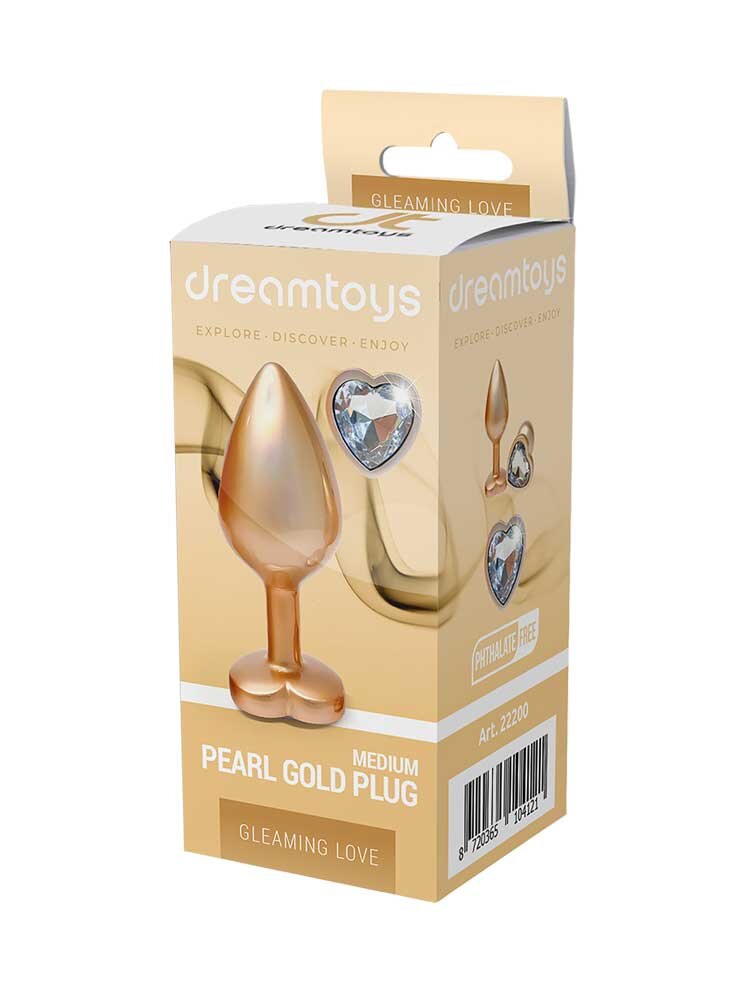 3.4cm Ø Medium Heart Gleaming Love Plug Gold 8.3cm Dream Toys