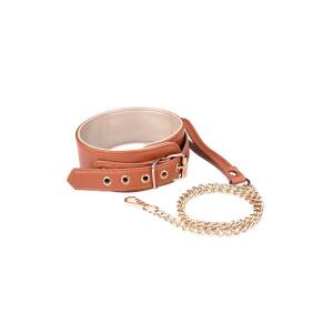 Elite Blaze Collar & Leash Cognac Vegan Leather Dream Toys