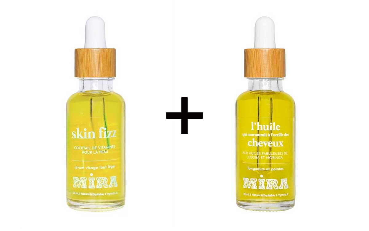 Miracle Set (Skin Fizz κοκτέιλ βιταμινών 30ml + L’ Huile Cheveux Tζοτζόμπα & Μορίνγκα & Ylang Ylang 30ml) Mira