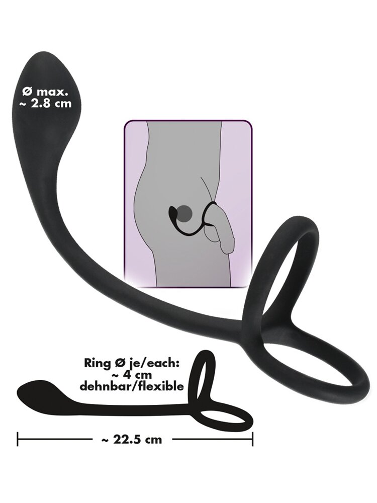 Cock & Ball Ring with Silicone Butt Plug Orion