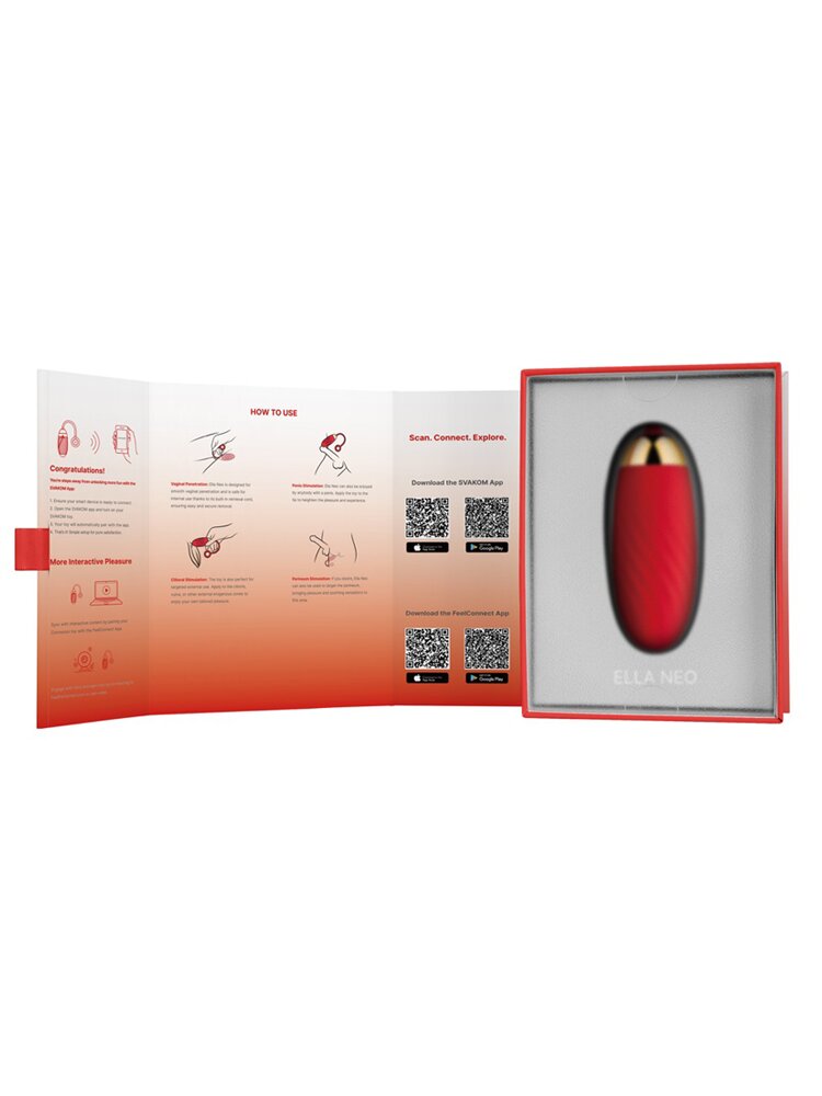 Ella Neo Vibrating Egg with App Red Svakom