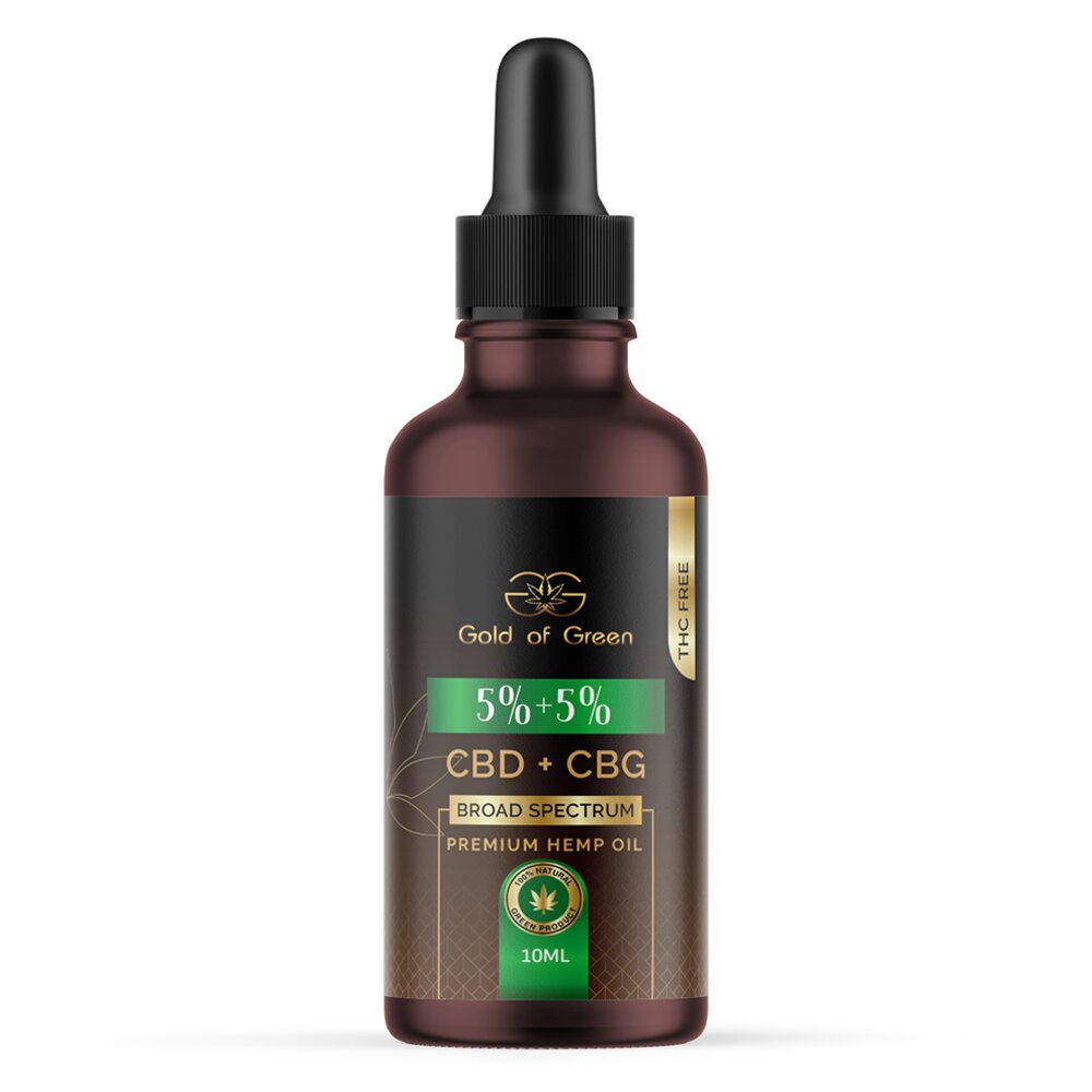 CBD 5%+ CBG 5% Premium Hemp Oil (CBD 500mg + CBG 500mg) 10ml Gold of Green