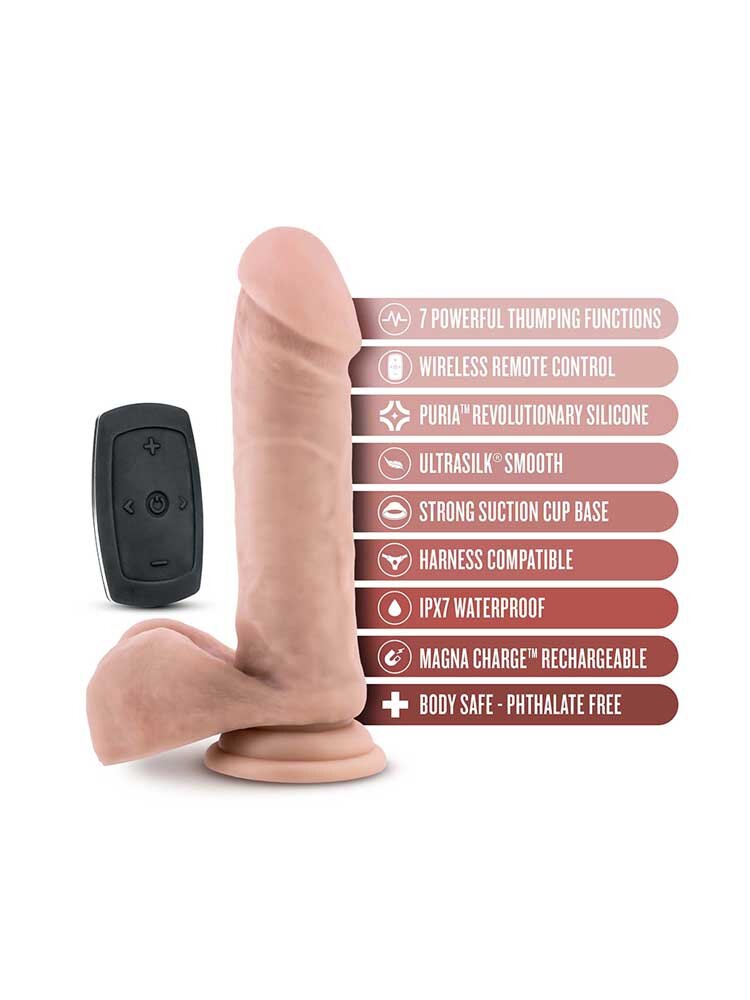 19.6cm Dr Dylan Rechargeable Remote Control Rumble Tech Vibrator Skin by Blush Novelties