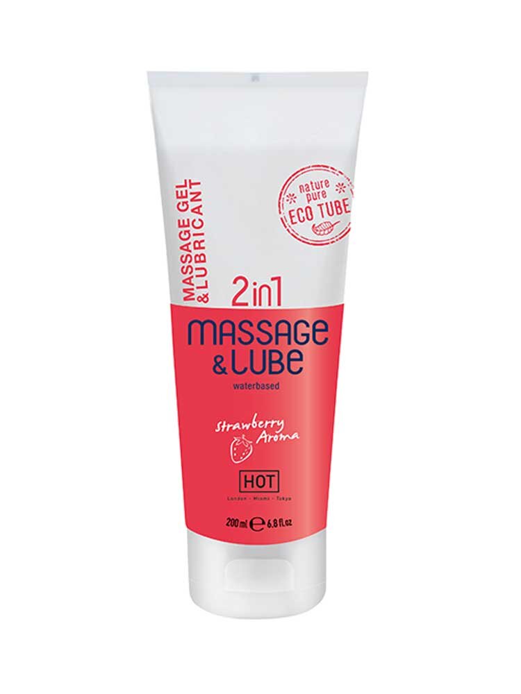 2 in 1 Massage & Lube Strawberry 200ml by HOT Austria