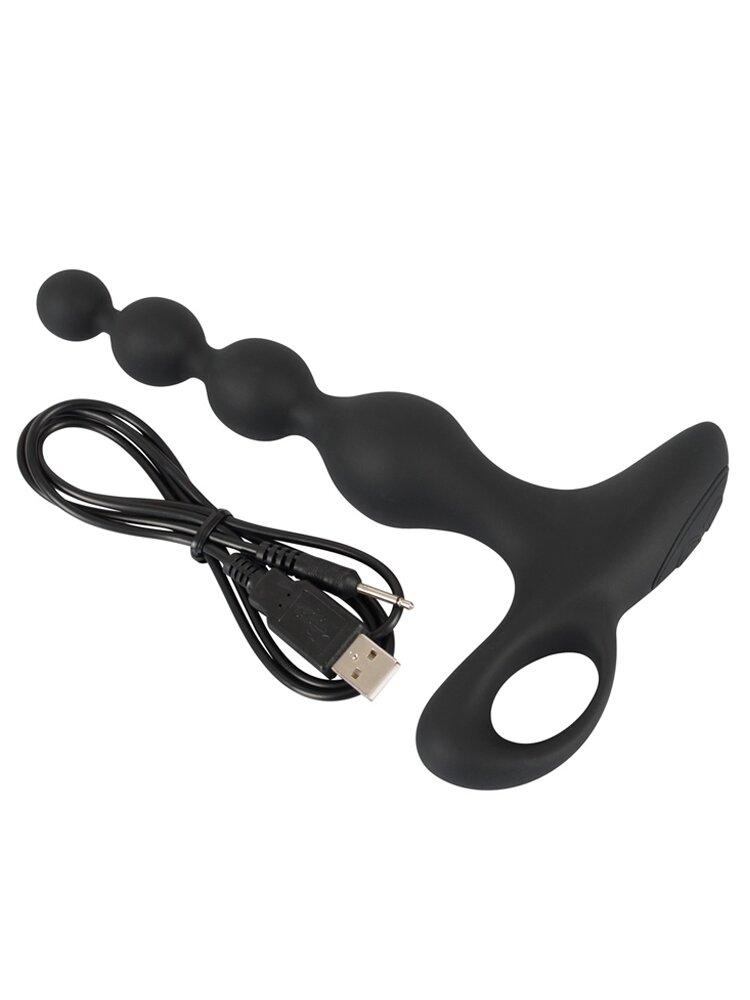 20.0cm Rechargable Silicone Anal Beads Black Velvets Orion