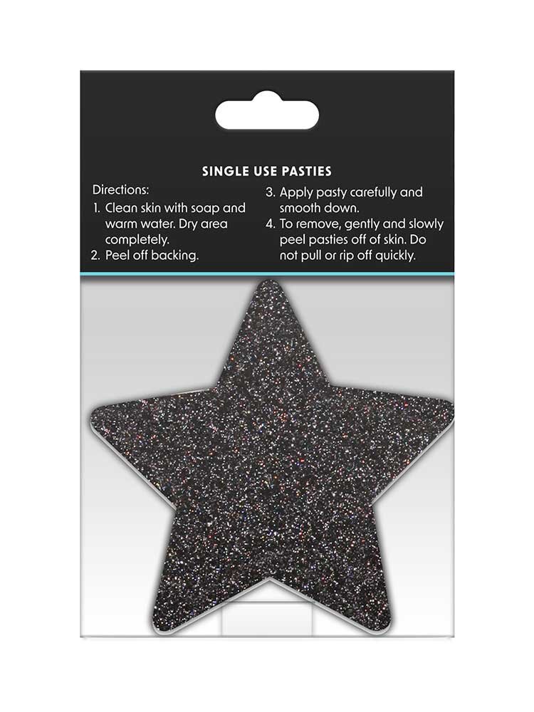 Star Glitter Glow Black & Gold (2 Pairs) Pretty Pasties NS Novelties