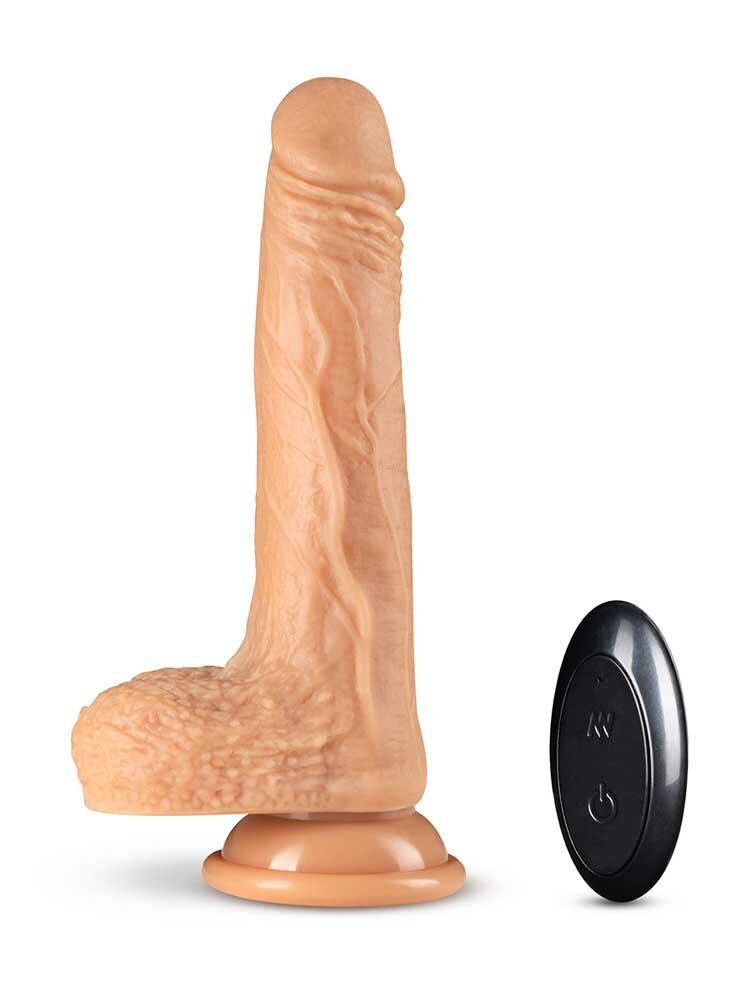 18.0cm Dr Grey Thrusting Gyrating Remote Controlled Vibrator Skin by Blush Novelties