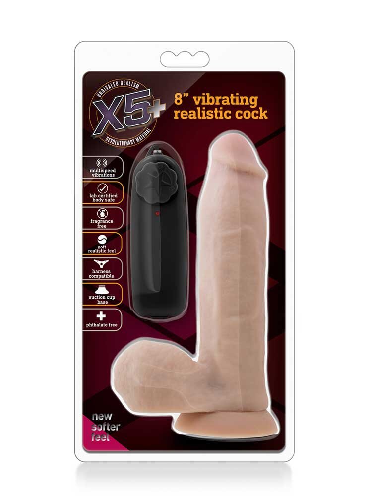 20.3cm X5 Realistic Vibrator with Balls Vanilla Blush Novelties