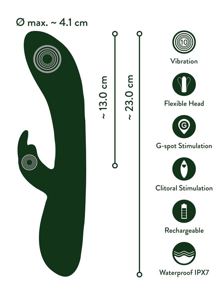 23.0cm Emerald Love Luxurious Slicone Rabbit Vibrator Orion