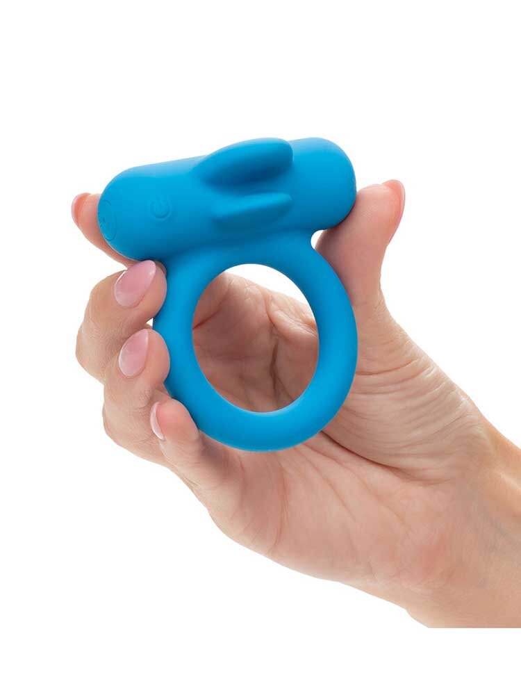 Rechargeable Silicone Double Trouble Couples Cock Ring Blue CalExotics