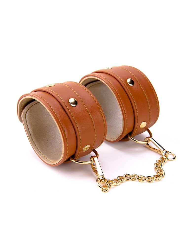 Elite Blaze Handcuffs Cognac Vegan Leather Dream Toys