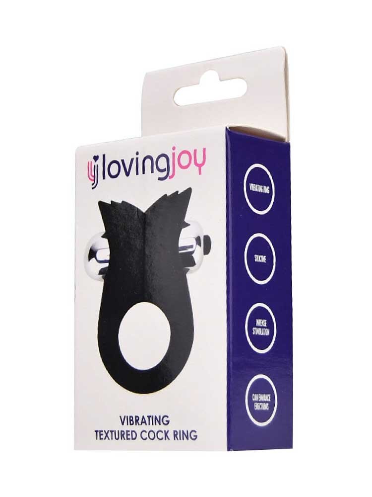 Silicone Vibrating Textured Cock Ring Black Loving Joy