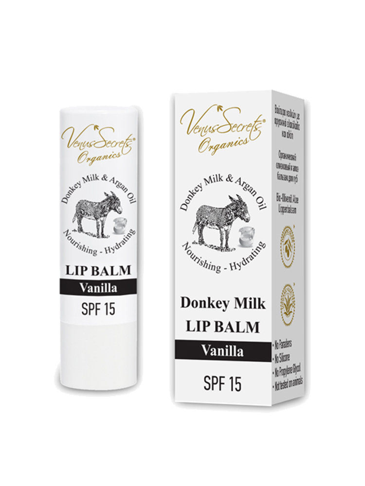 Lip Balm Vanilla with Donkey Milk Olive Oil & Aloe Vera 4.6 gr by Venus Secrets Organics