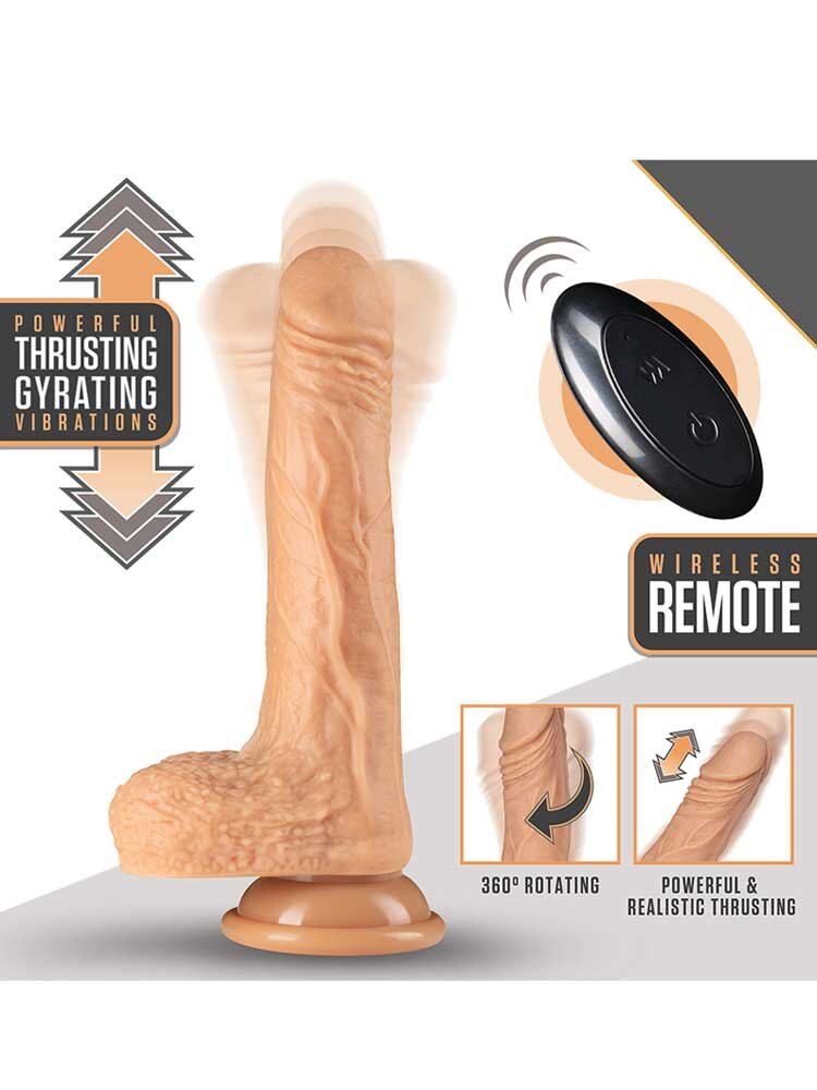 18.0cm Dr Grey Thrusting Gyrating Remote Controlled Vibrator Skin by Blush Novelties