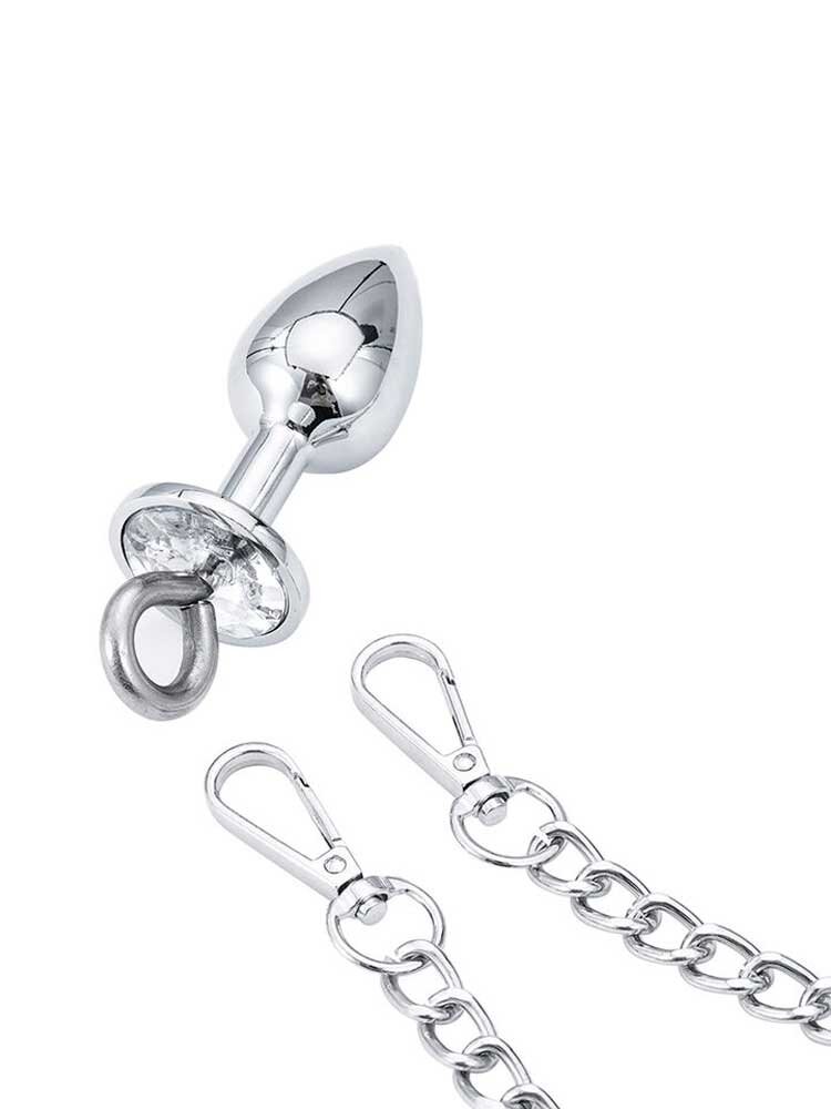 OhMama! Silver Handcuffs with 2.7cm Ø Butt Plug 7.0cm DreamLove