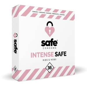 Intense Safe Ribs & Nobs 36 Pack (52mm) Safe Condoms