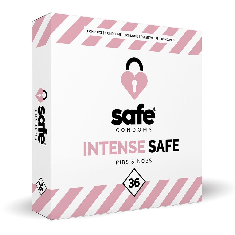 Intense Safe Ribs & Nobs 36 Pack (52mm) Safe Condoms