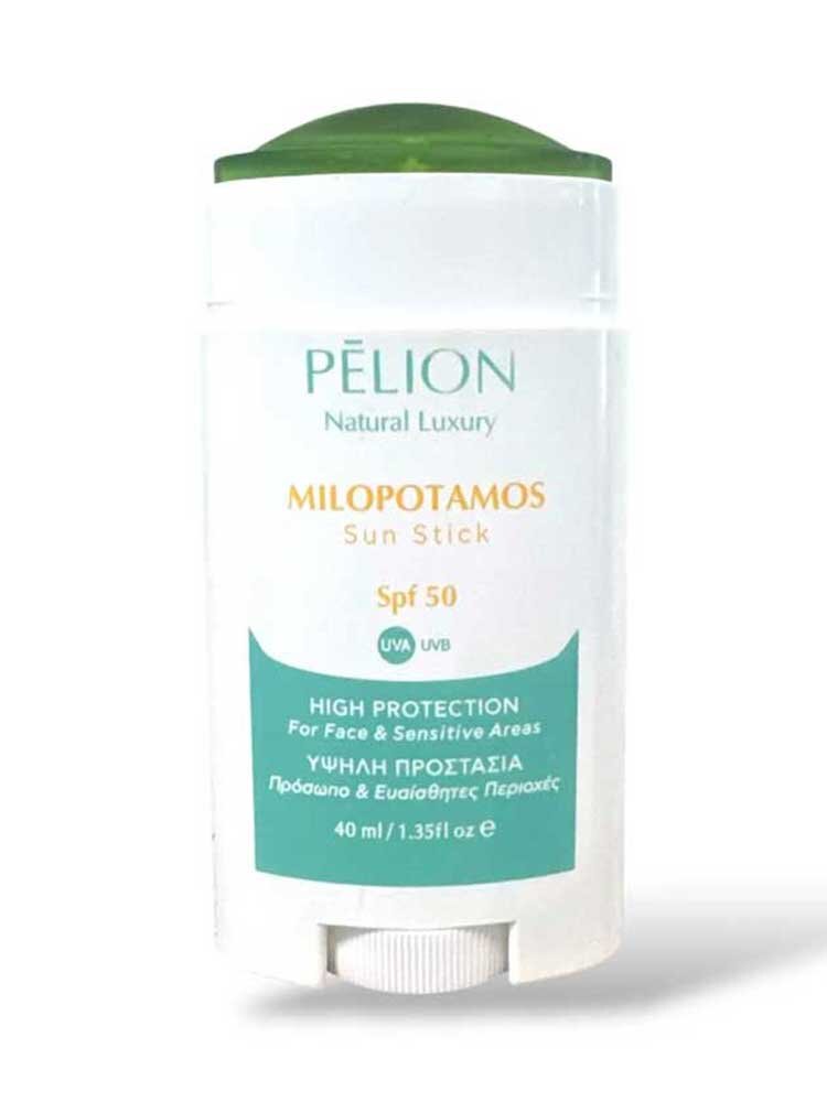 Milopotamos Sun Stick SPF 50 Αντηλιακό στικ για πρόσωπο και ευαίσθητες περιοχές P for Pelion
