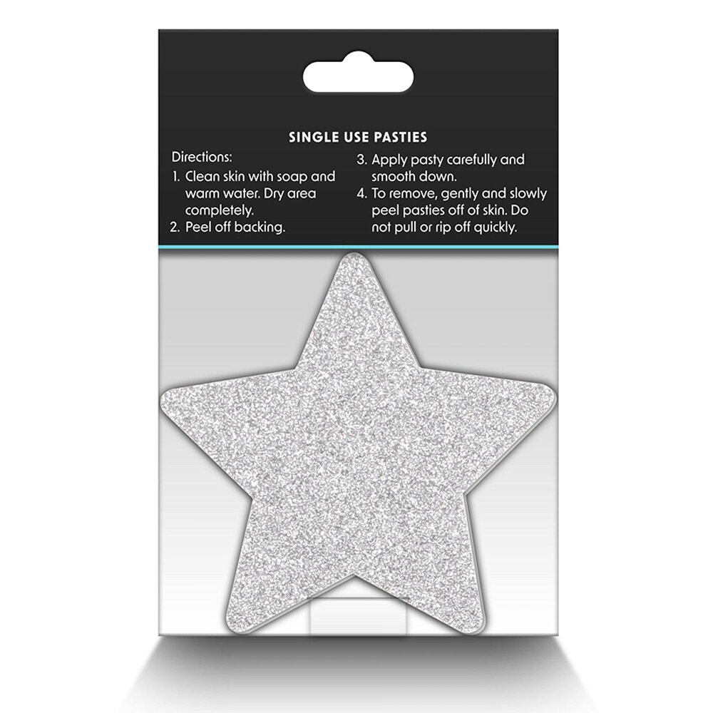 Star Glitter Glow Red & Grey (2 Pairs) Pretty Pasties NS Novelties