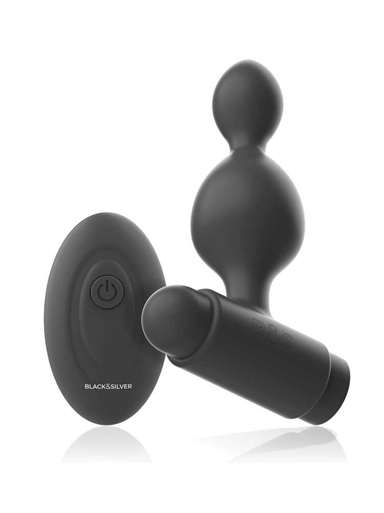 Tucker Remote Controlled Vibrating Butt Plug Black & Silver DreamLove