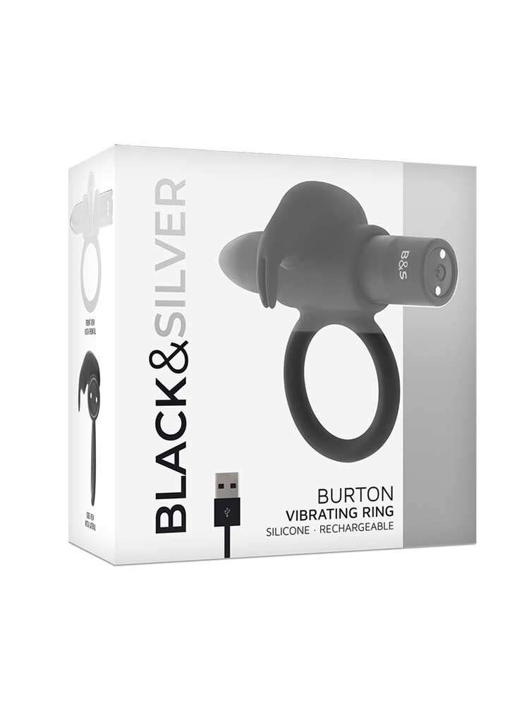 Burton Cock Ring 10 Vibration Modes Black & Silver DreamLove