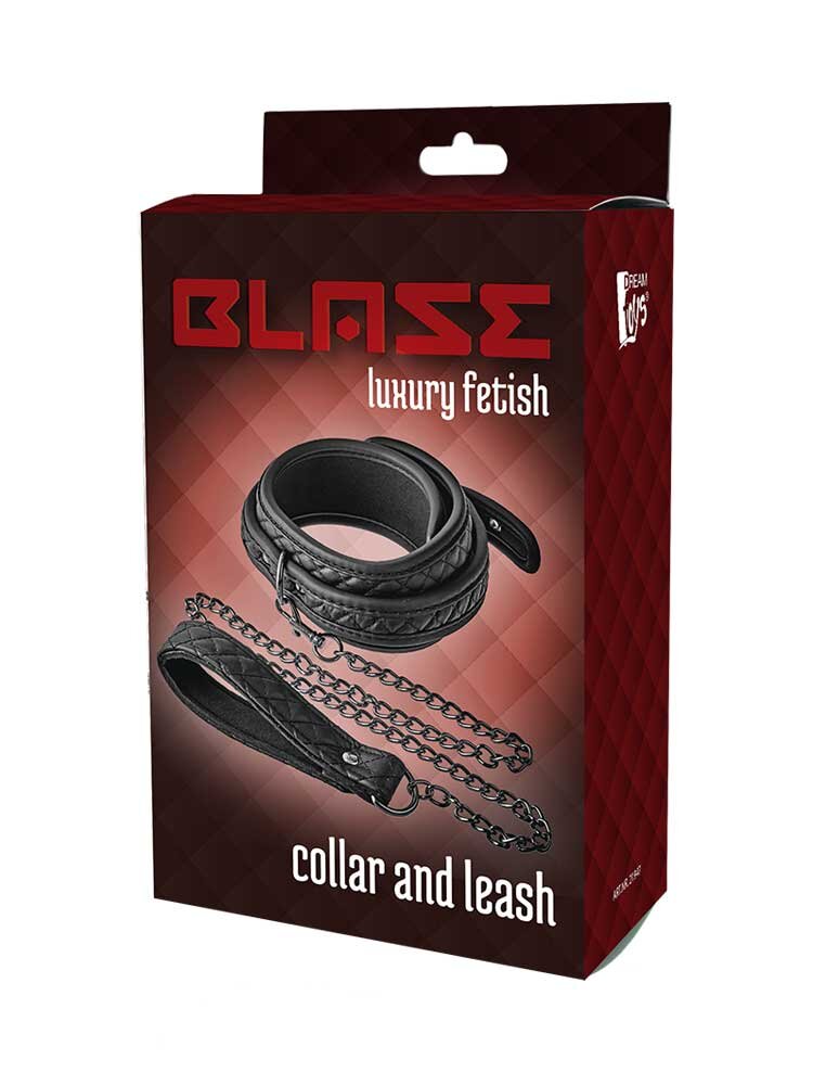 Blaze Diamond Luxury Fetish Collar & Leash Black by Dream Toys