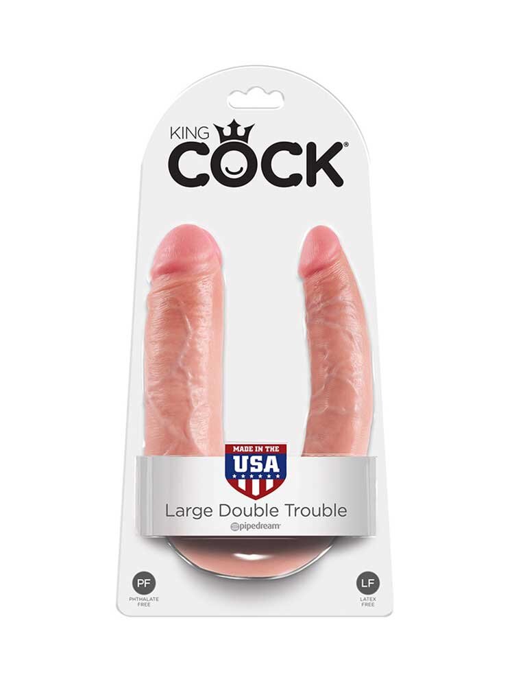 18.0cm King Cock U-Shaped Large Double Trouble Skin Pipedream