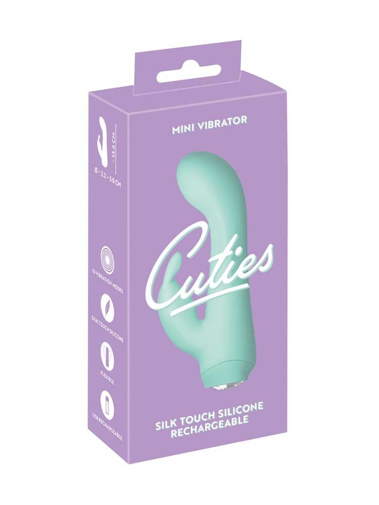 13.6cm Cuties Silky Touch Mini Rabbit Vibrator Green You2Toys
