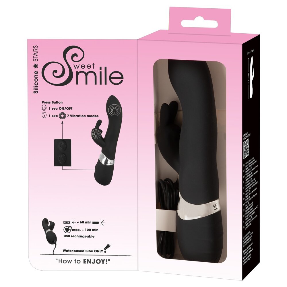 21.0cm Classic 2 Motor Rabbit Vibrator Black Sweet Smile Orion