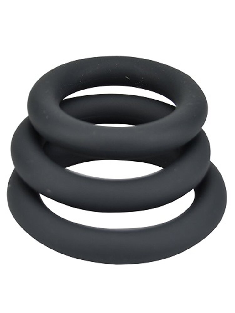 Thick Silicone Cock Rings 3 Pack Black Loving Joy