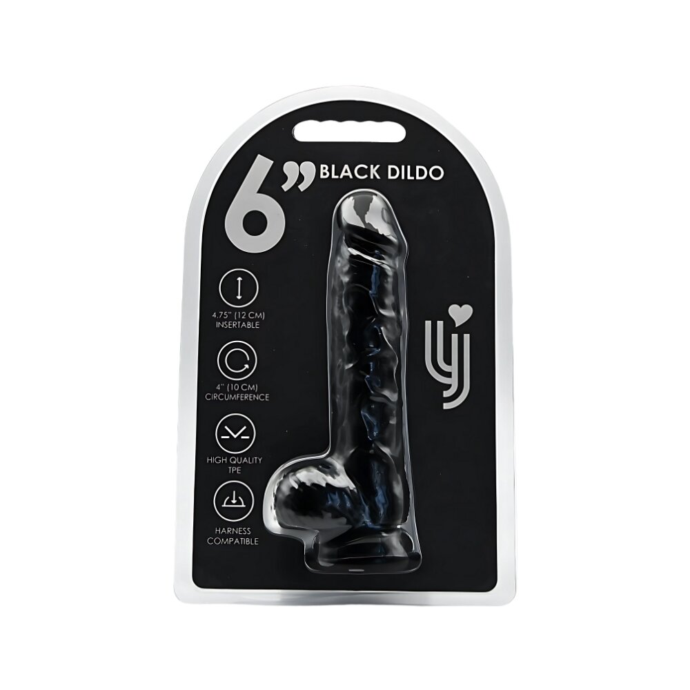 16.5cm Dildo with Balls Black Loving Joy