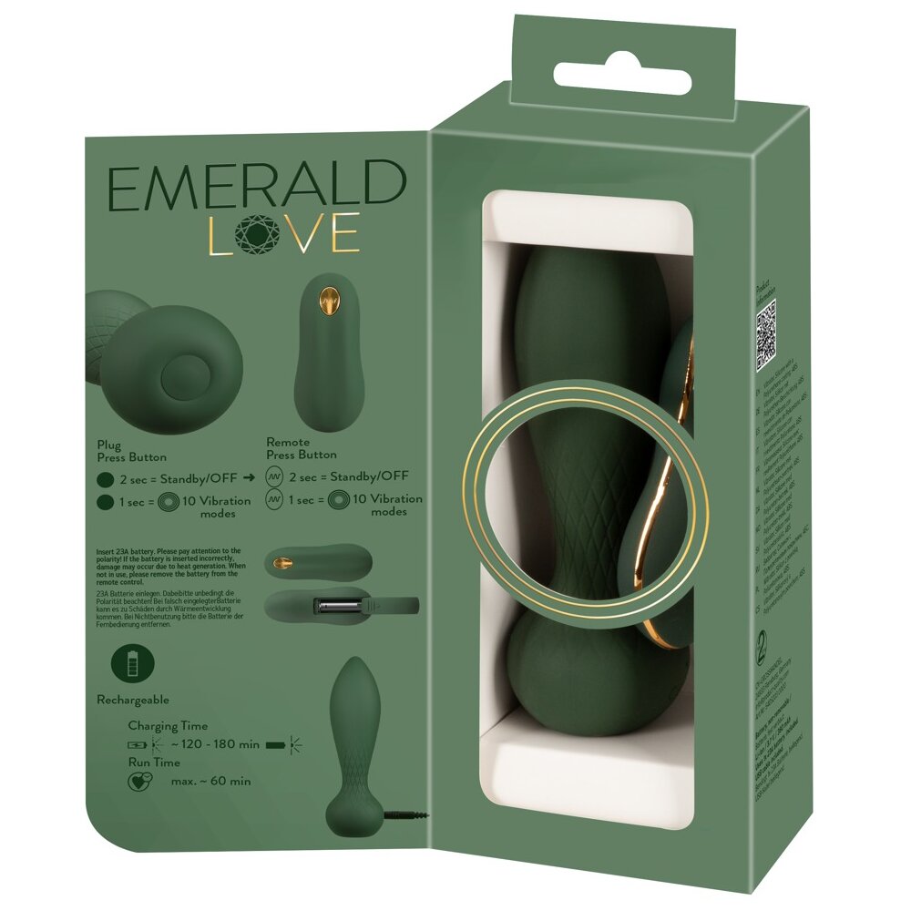 3.5cm Ø Luxurious RC Anal Plug Emerald Love 14cm Orion
