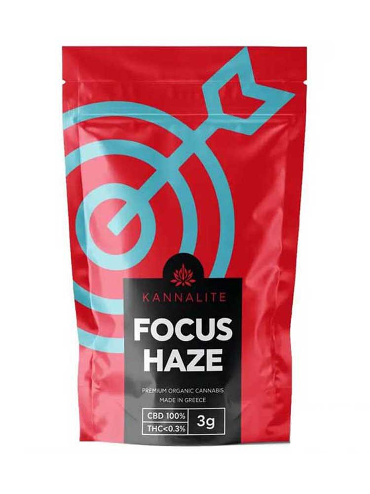 Focus Haze (CBD 14%-CBG 0.4%-CBC 0.65%-THC < 0.3%) Ελληνικοί Βιολογικοί Ανθοί 3gr Kannabio