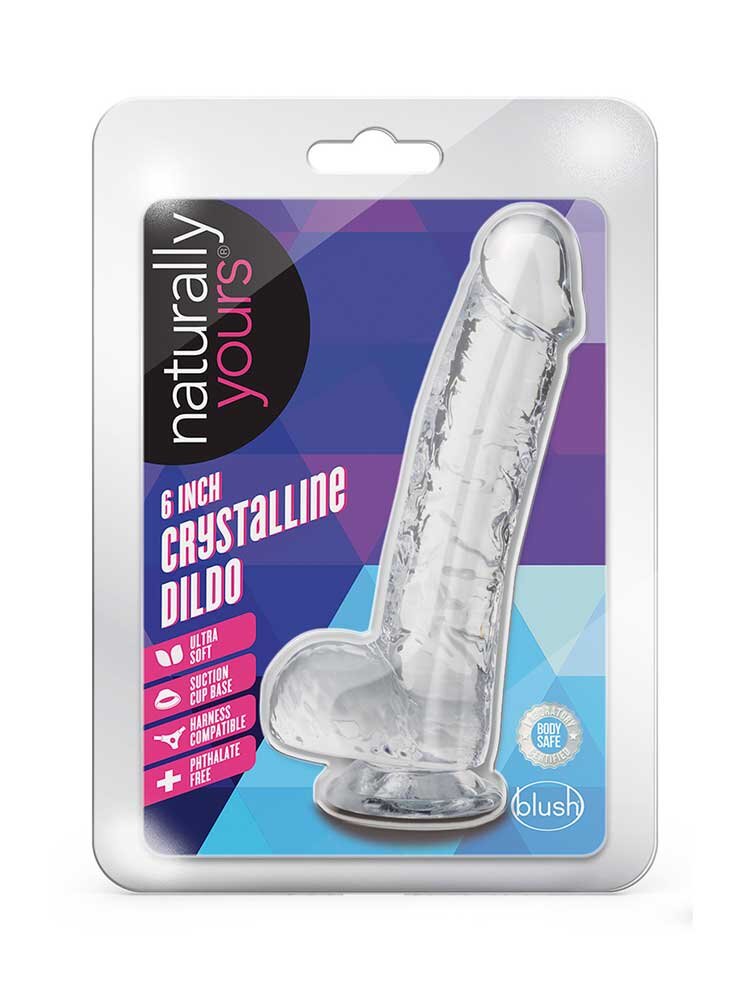 15.2cm Naturally Yours Crystalline Dildo Clear Blush Novelties