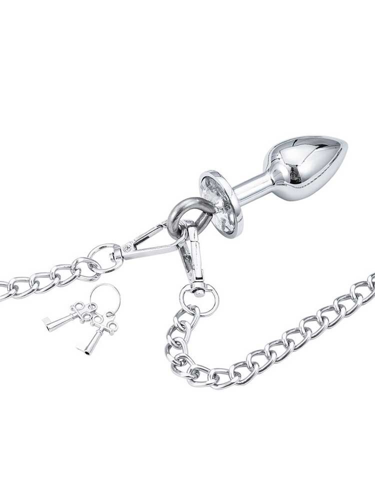 OhMama! Silver Handcuffs with 2.7cm Ø Butt Plug 7.0cm DreamLove