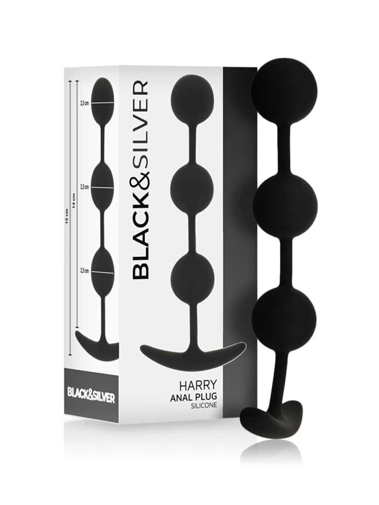 Harry Anal Silicone Beads Black & Silver DreamLove