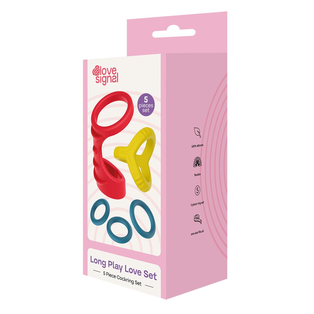 Long Play Love Set (5 Piece Silicone Cock Ring Set) Dream Toys
