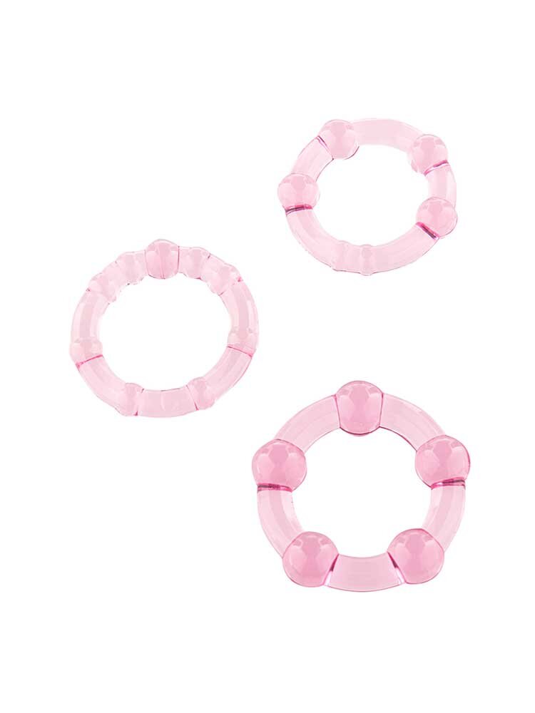 Stay Hard Cock Rings Pink (3 set) by Seven Creations