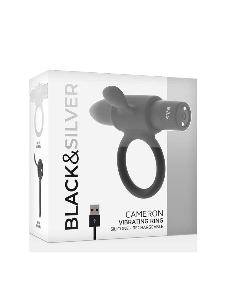 Cameron Silicone Vibrating Ring Rechargable Black DreamLove