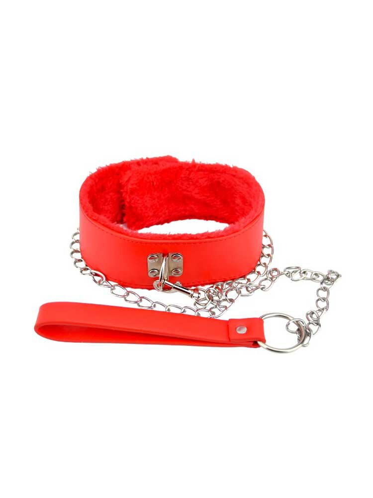Bound to Please Furry Collar with Leash Red Loving Joy