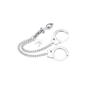 OhMama! Silver Handcuffs with 2.7cm Ø Butt Plug 7.0cm DreamLove