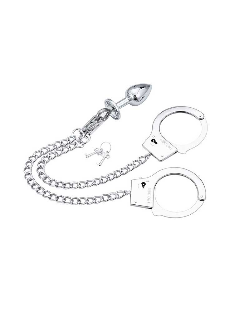 OhMama! Silver Handcuffs with 2.7cm Ø Butt Plug 7.0cm DreamLove