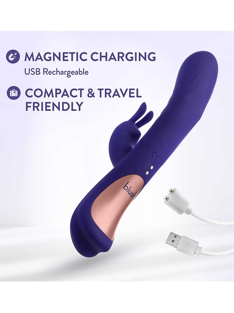 22.1cm Harper Rabbit Vibrator with Dual Stimulation Blue Blush Novelties