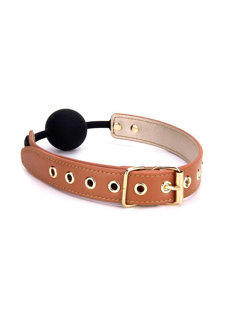 Elite Blaze Ball Gag Cognac Vegan Leather Dream Toys